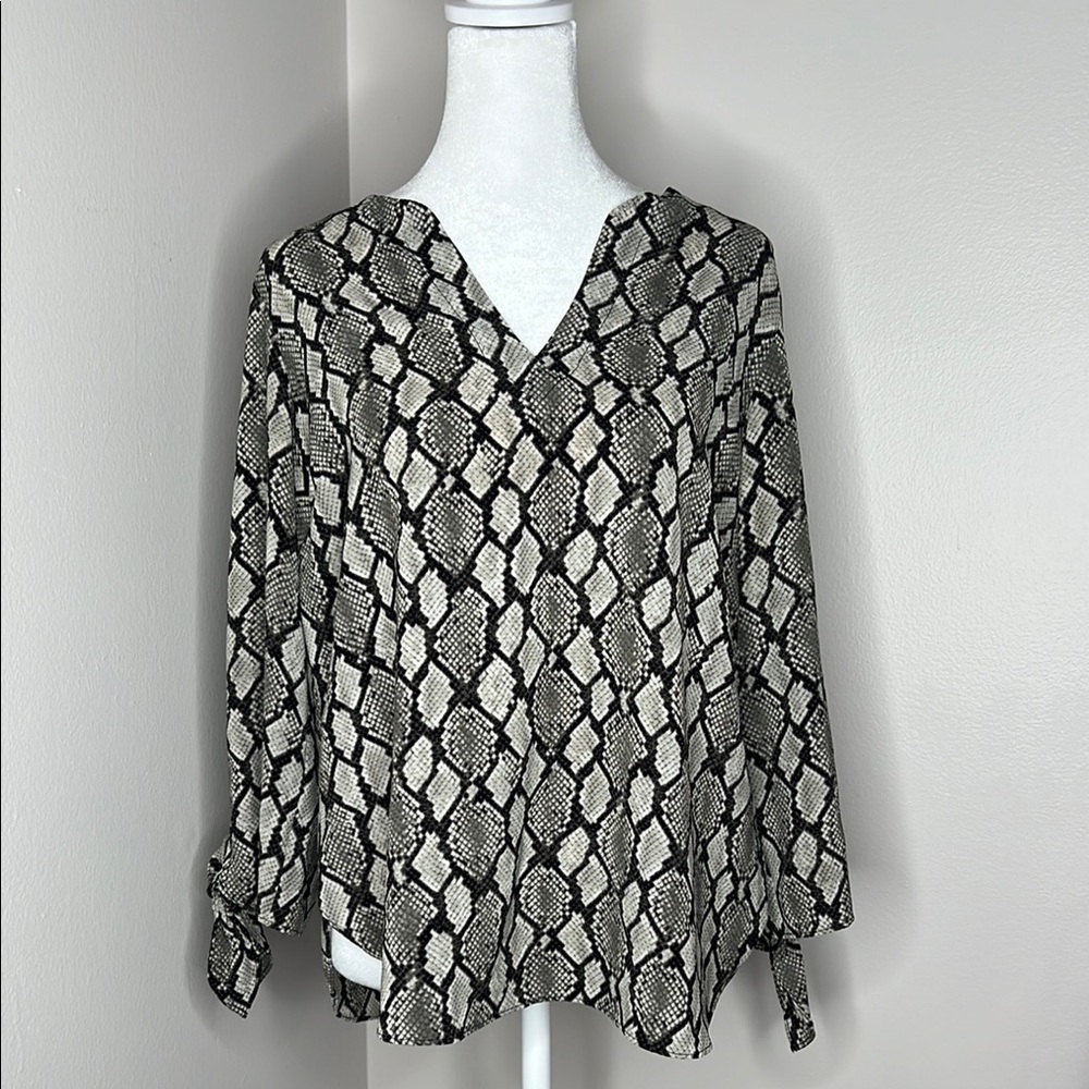 Snake Print V-Neck Blouse